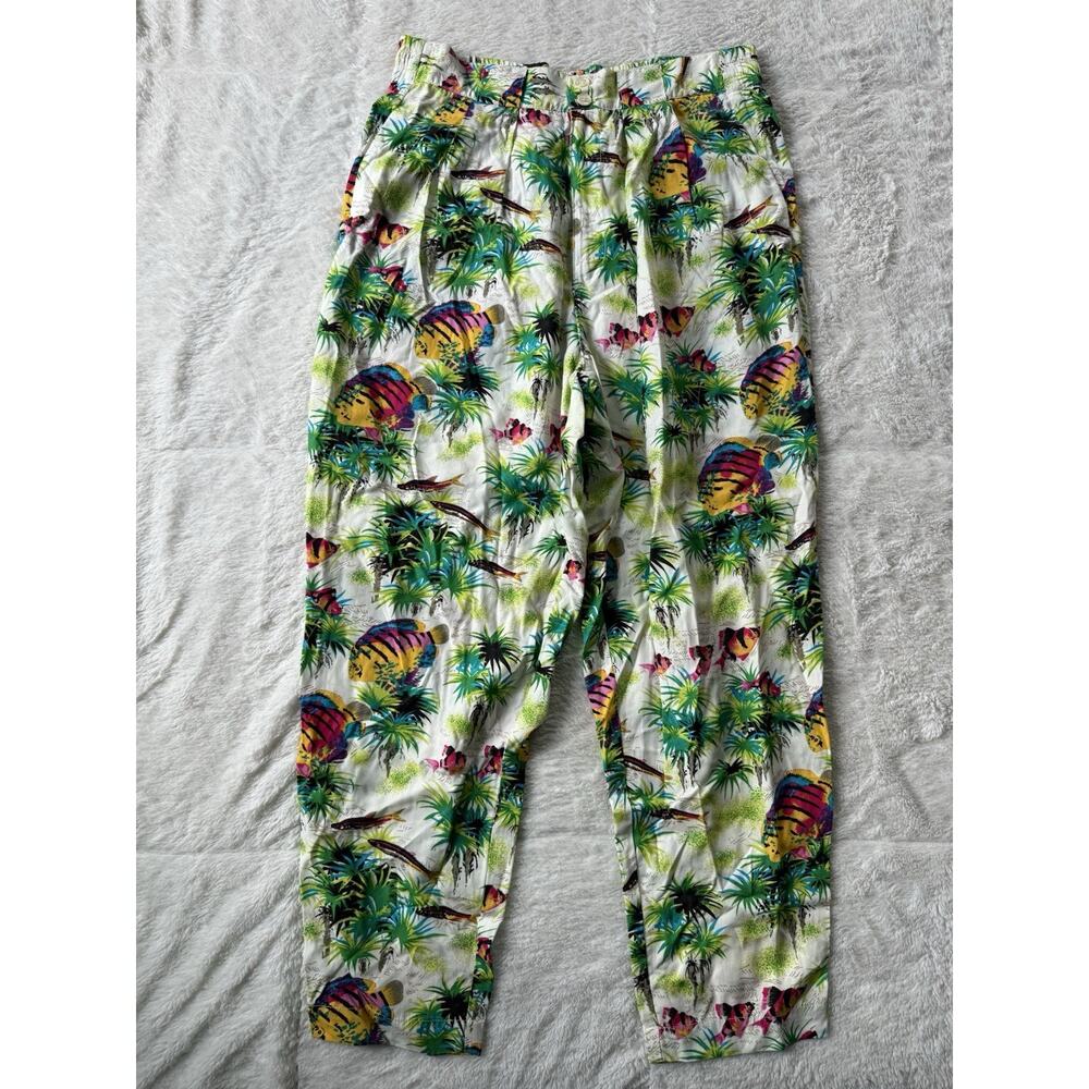 Vintage Gap Cropped Pants Women’s Small Tropical Hawaiian Fish 80s 90s